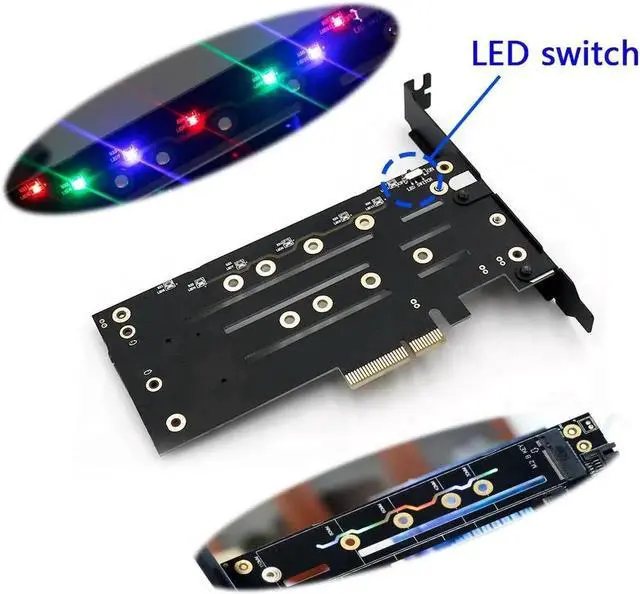 Alt view image 3 of 6 - PCI E Adapter Card NVME + B key + M key M.2 NGFF Dual Interface PCIE M2 SATA Riser Adapter For 2230 2242 2260 2280 22110 M.2 SSD
