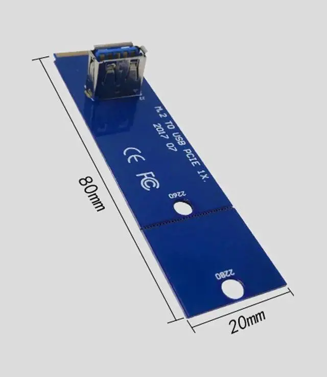 Alt view image 5 of 6 - NGFF M.2 to PCI E X16 Slot Adapter USB 3.0 Riser Card Mining Adapter Extension Converter for Graphics Card for BTC Miner