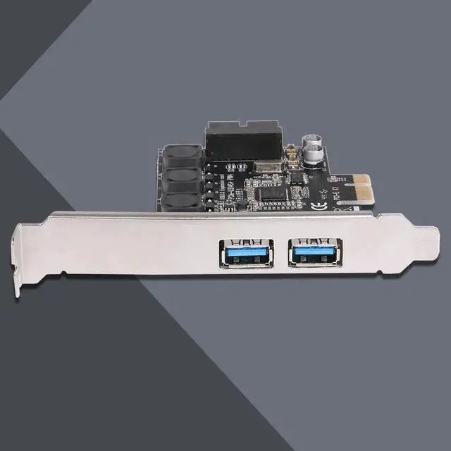 Alt view image 6 of 6 - USB3.0 PCI-E Expansion Card Adapter External 2 Port USB3.0 Hub + 19pin Header 2 Internal Port For PCI X1-X4/x8/x16 slot