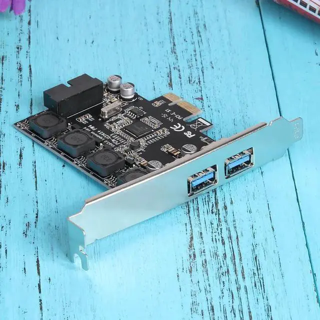 Alt view image 5 of 6 - USB3.0 PCI-E Expansion Card Adapter External 2 Port USB3.0 Hub + 19pin Header 2 Internal Port For PCI X1-X4/x8/x16 slot