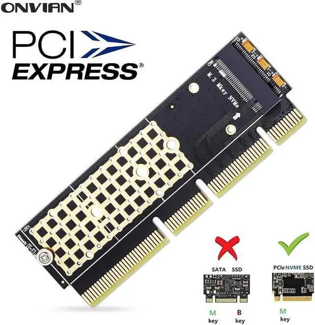 Main image of Onvian M.2 NVMe Adapter SSD to PCIe Card M2 Key M Driver with Silicone Cooling Pad Hard Drive Adapter Support PCIe x4x8x16 Slot