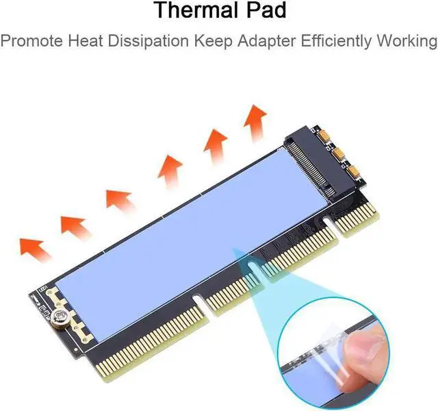 Alt view image 4 of 6 - Onvian M.2 NVMe Adapter SSD to PCIe Card M2 Key M Driver with Silicone Cooling Pad Hard Drive Adapter Support PCIe x4x8x16 Slot