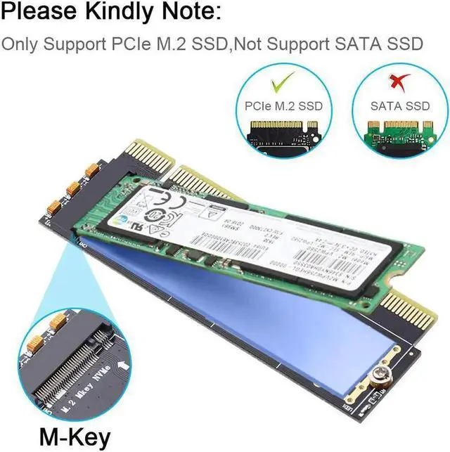 Alt view image 3 of 6 - Onvian M.2 NVMe Adapter SSD to PCIe Card M2 Key M Driver with Silicone Cooling Pad Hard Drive Adapter Support PCIe x4x8x16 Slot