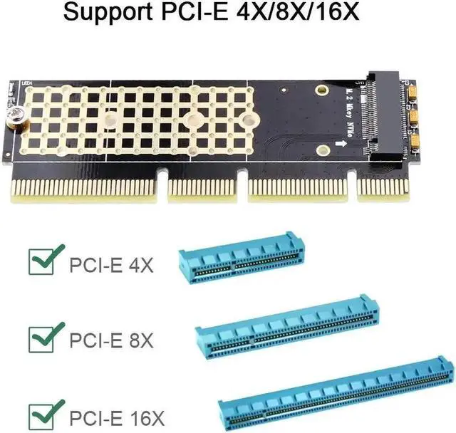 Alt view image 6 of 6 - Onvian M.2 NVMe Adapter SSD to PCIe Card M2 Key M Driver with Silicone Cooling Pad Hard Drive Adapter Support PCIe x4x8x16 Slot