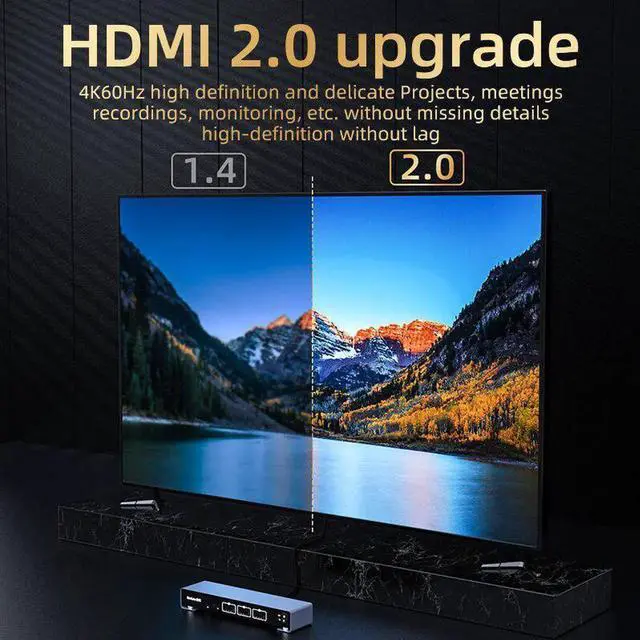 Alt view image 6 of 6 - Unnlink 4K60Hz HDMI Matrix 4 In 3 Out Switch with Optical 3.5mm Audio Splitter For Home Theater