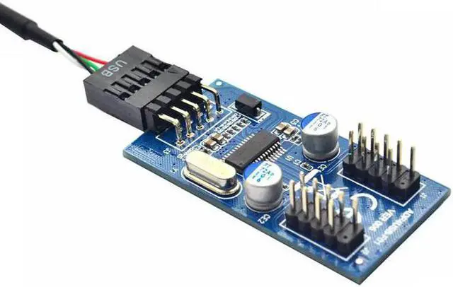 Alt view image 5 of 6 - 9pin USB header Male 1 to 2 or 4 Female Extension Cable Card Desktop 9Pin USB HUB USB 2.0 9 pin Connector Adapter Port Multilier