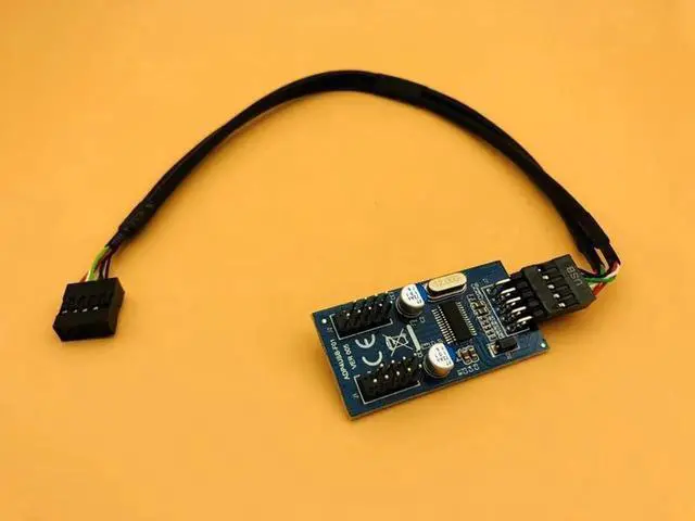Alt view image 3 of 6 - 9pin Male 1 to 2 or 4 Female Extension Cable Card USB header Desktop 9Pin USB HUB USB 2.0 9 pin Connector Adapter Port Multilier