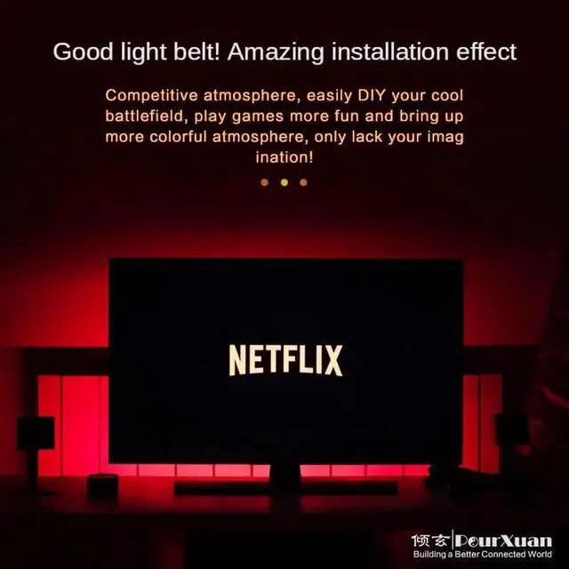 Alt view image 2 of 6 - Smart led strips lights that sync with your PC for room lg TV 55 inch HDMI2.0 4K switch usb lamp synchronization Dimmer