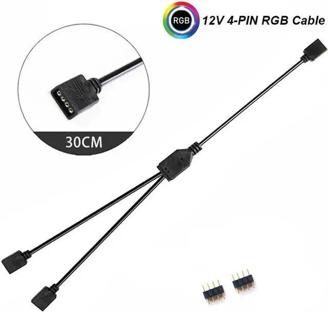 Alt view image 3 of 3 - 12V 4-Pin RGB 2-Way Female to x Female RBW LED Strip Splitter Cable,2 Port AURA RGB Lighting Hub w/ Gender Changer Adapter - 1 Foot