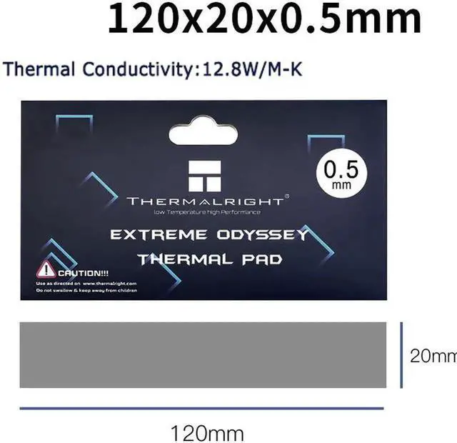 Main image of Thermalright Extreme Odyssey Thermal Pad 12.8 W/mK Non Conductive Heat Resistance High Temperature Resistance Silicone Thermal Pads Suitable for Laptop Heatsink/GPU/CPU/LED Cooler 120x20x0.5mm