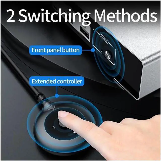 Alt view image 6 of 7 - Monitor DisplayPort HDMI KVM Switch, 4K @60Hz 2-Port Extended Display 2 in 2 Out DP + HDMI KVM Switch 2 Monitors 2 Computers Displayport and HDMI, with 2 x USB Ports