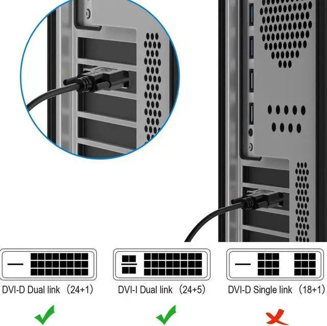 Alt view image 4 of 6 - DVI Cable DVI-D 24+1 Dual Link Adapter Male to Male High Speed Video Cable Support 3D 1080P for TV Projector Laptop Monitor Xbox