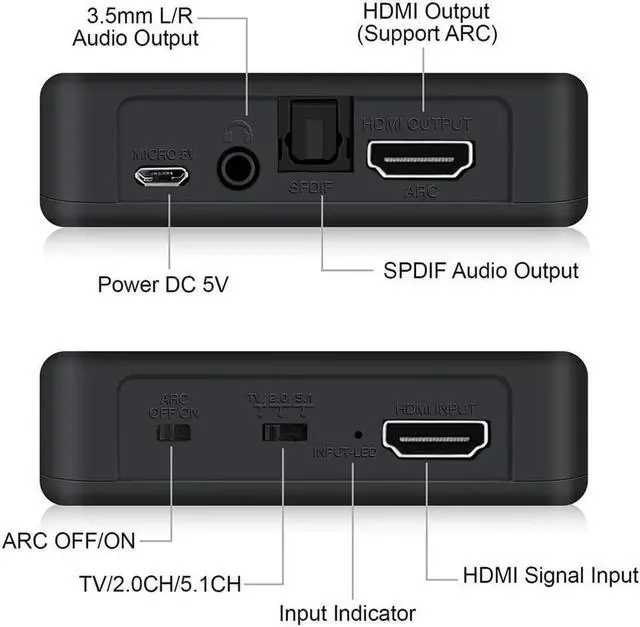 Alt view image 4 of 7 - HDMI Audio Extractor Splitter 4K@60Hz HDMI Audio Adapter Converter HDMI to HDMI Audio Inserter Extractor with 3.5mm Audio Output