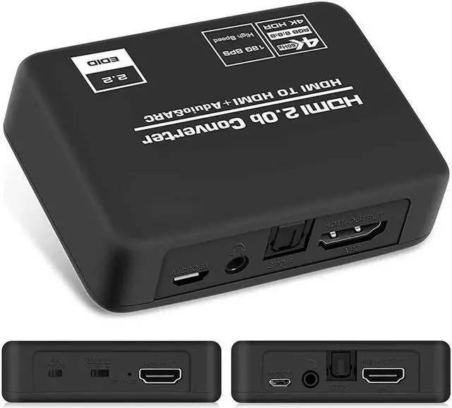 Alt view image 2 of 7 - HDMI Audio Extractor Splitter 4K@60Hz HDMI Audio Adapter Converter HDMI to HDMI Audio Inserter Extractor with 3.5mm Audio Output