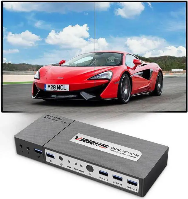 Alt view image 6 of 6 - Switch 2 Monitors 2 Computers 4K Extend Display for PC Printer 2 PCs Share Keyboard Mouse 2 Monitor 3 USB Device Switch