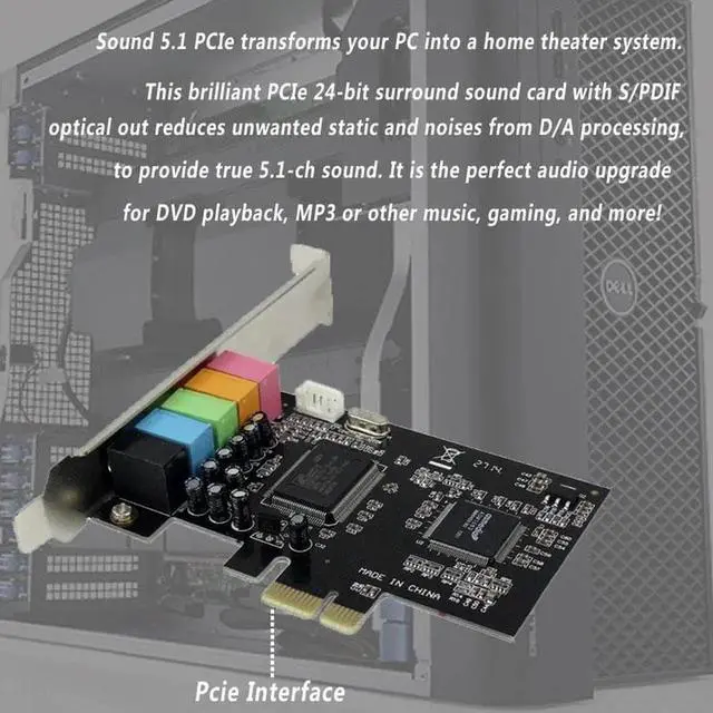Alt view image 5 of 6 - PCIE 5.1ch Sound Card converter adapter/PCI-express expand card support headset earphone add on card for PC computer /desktop
