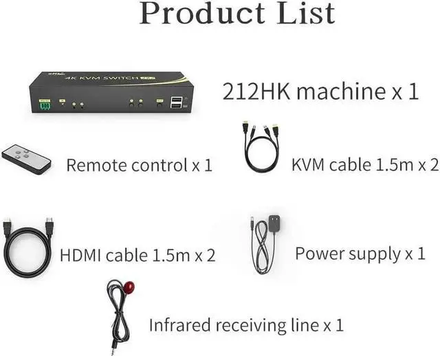 Alt view image 3 of 7 - 4K HDMI KVM Switch 2 in 2 Out Dual Monitor Extended Display 4K @60Hz 4:4:4 with Audio and USB 2.0 Hub Sharing PC Monitor Keyboard Mouse Switcher; supports RS232, Remote control, Hotkey
