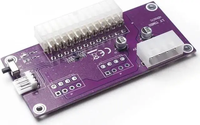 Alt view image 4 of 6 - Desktop ATX 24Pin Dual PSU Power Supply Sync Starter Extender Cable for BTC Miner Bitcoin Mining Expanded Ded With Manual Switch