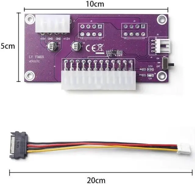 Alt view image 6 of 6 - Desktop ATX 24Pin Dual PSU Power Supply Sync Starter Extender Cable for BTC Miner Bitcoin Mining Expanded Ded With Manual Switch