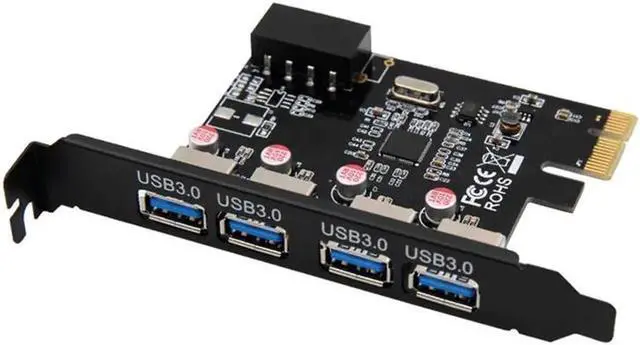 Alt view image 6 of 6 - USB 3.0 4 Port Expansion Card Desktop PC 4Pin Card Adapter PCI-E Hub Controller Adapter Card for Windows Vista PC