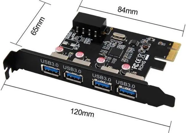 Alt view image 5 of 6 - USB 3.0 4 Port Expansion Card Desktop PC 4Pin Card Adapter PCI-E Hub Controller Adapter Card for Windows Vista PC