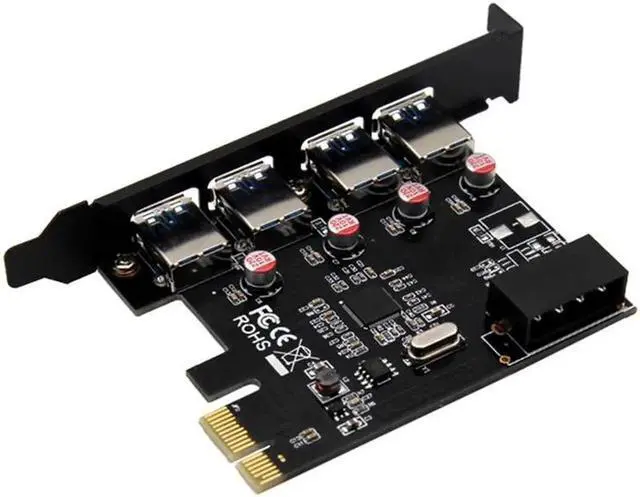 Alt view image 4 of 6 - USB 3.0 4 Port Expansion Card Desktop PC 4Pin Card Adapter PCI-E Hub Controller Adapter Card for Windows Vista PC