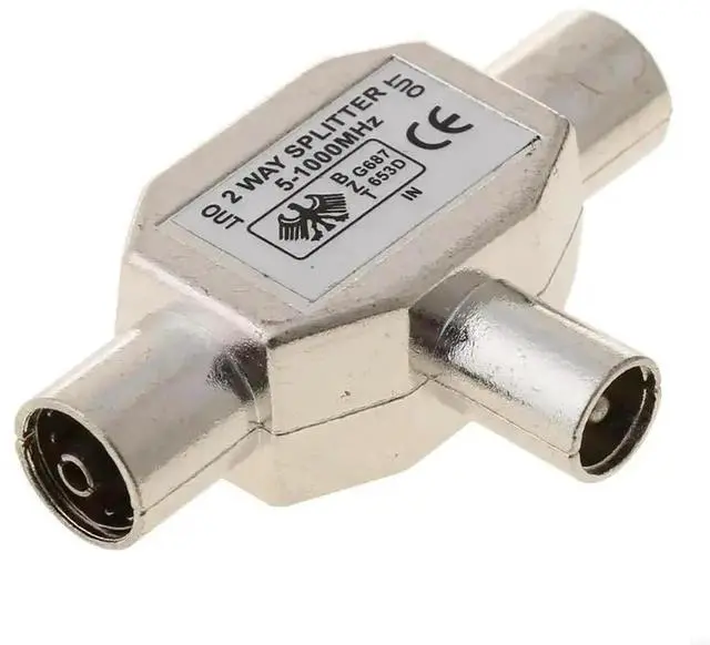 Main image of 2 Way for T Splitter1x Male to 2 x Female Metal COAX Coaxial Aerial Adapter