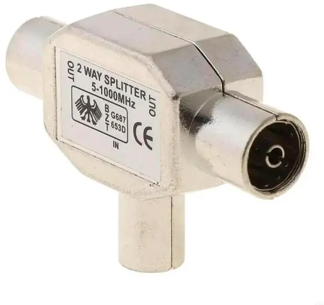 Alt view image 2 of 3 - 2 Way for T Splitter1x Male to 2 x Female Metal COAX Coaxial Aerial Adapter