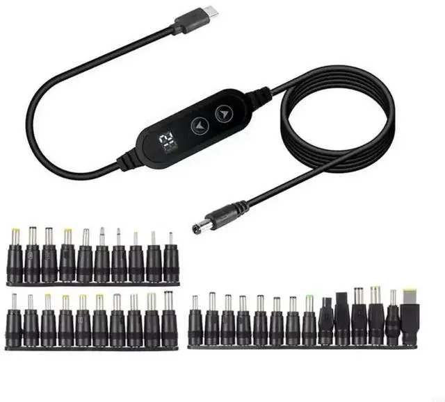 Main image of Adjustable Voltages USB C To DC5525 Charging Cable PD65W 34 Conversion Heads