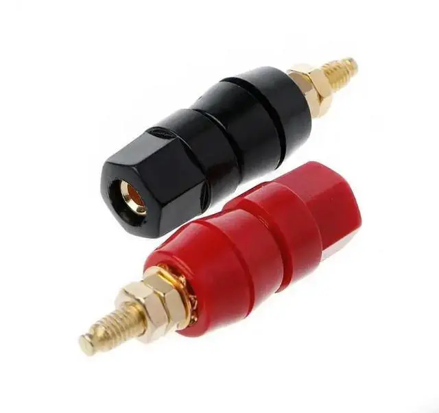Alt view image 3 of 3 - 1 Pair 4mm Banana Plug Red Black Connector Amplifier Terminal Binding Post Speak