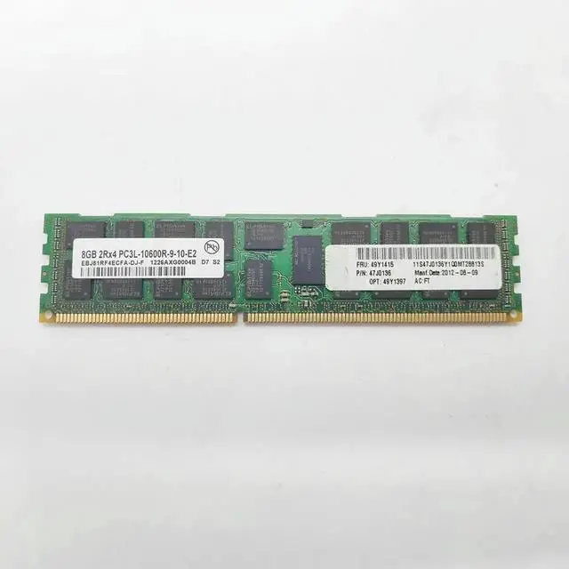 Alt view image 2 of 4 - 1 pcs For RAM X3300 M4 X3500 M3 M4 X3650 X3550 M2 M3 49Y1415 49Y1416 47J0136 Server Memory 8GB DDR3 1333 REG