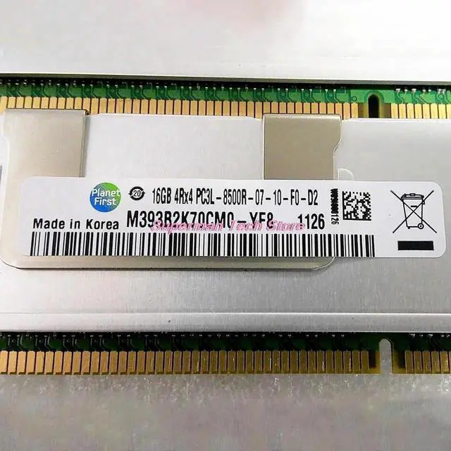 Alt view image 2 of 3 - 1Pcs For RAM M393B2K70CM0-YF8 16G 16GB 4RX4 PC3L-8500R REG DDR3L 1066 Server Memory