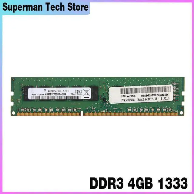 Main image of For RAM X3250 M3 X3250 X3530 M4 44T1575 44T1571 48X5293 ECC UDIMM Server Memory Fast Ship DDR3 4GB 1333
