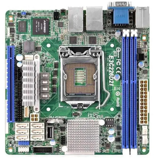 Alt view image 2 of 3 - E3C226D2I For Server Motherboard Supports LGA1150 V3V4 DDR3 1600/1333 ECC