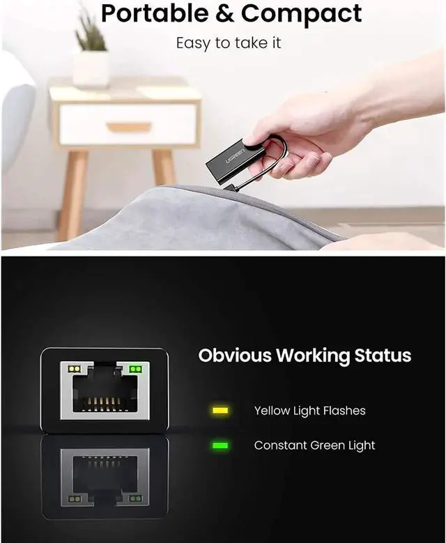 Alt view image 4 of 7 - UGREEN Ethernet Adapter USB 2.0 to 10/100 Network RJ45 LAN Wired Adapter for Nintendo Switch, Wii, Wii U, MacBook, Chromebook, Windows 10, 8.1, Mac OS, Surface Pro, Linux ASIX AX88772 Chipset (Black)