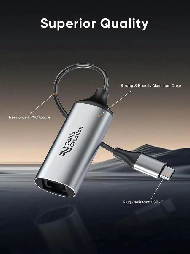 Alt view image 6 of 7 - CableCreation 5Gbps USB C to Ethernet Adapter, 5Gbps Type C to RJ45 Network LAN Internet Adapter Compatible with MacBook, XPS, Thunderbolt 5/4/3, Other USB-C Devices