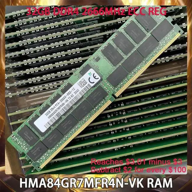 Alt view image 3 of 3 - HMA84GR7MFR4N-VK RAM For SK Hynix 32GB DDR4 2666MHz ECC REG 2RX4 Server Memory Works ly Fast Ship