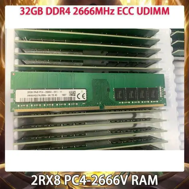 Main image of 1 Pcs RAM 32GB DDR4 2666MHz ECC UDIMM 2RX8 PC4-2666V For SK Hynix Memory 2666