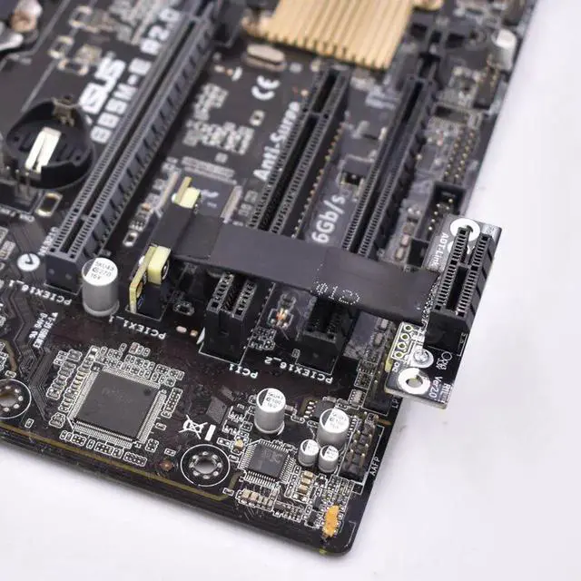 Alt view image 3 of 3 - 90 Degree Right Angle PCIE X1 Riser PCIe 3.0 x1 to x1 Extension Cable 8Gbps PCI Express 1x Riser Card Ribbon Extender