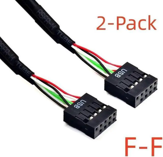 Main image of 2Pcs USB 2.0 9 Pin Male to Female Adapter Extension Cable USB2.0 9Pin M/F Multiplier Extension Cord Wire 9 Pin USB2.0 Extension Cable 1 ft. Female to Female