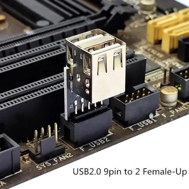 Main image of 9pin to USB Adapter Connector PC Internal Motherboard 9pin to USB 2.0 Type A Female Converter Red