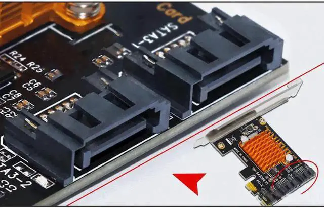 Alt view image 4 of 5 - For SA3002 ASM1062 Chip PCI-E To SATA 3.0 Expansion Card 6GSATA3.0 Interface Hard Disk Expansion Card Interface Adapter Card
