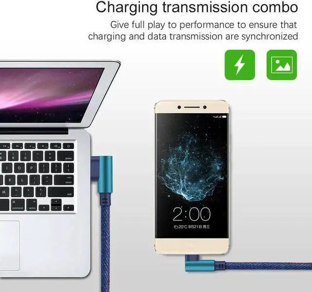 Alt view image 3 of 7 - 3.28ft/1m 6.56ft/2m Type C 90 Degree Right Angle USB C 3.1 Fast Data Sync Charging Charger Cable USB A to C Male