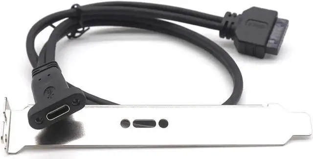 Alt view image 2 of 6 - 19pin USB header to USB 3.1 Type-C Cable 20 PIN USB3.0 Female to USB-C Adapter Card PCI-e Long profile Bracket