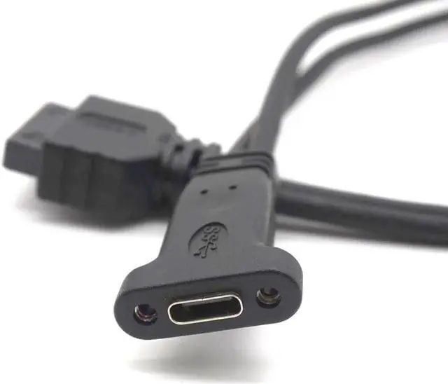Alt view image 4 of 6 - 19pin USB header to USB 3.1 Type-C Cable 20 PIN USB3.0 Female to USB-C Adapter Card PCI-e Long profile Bracket