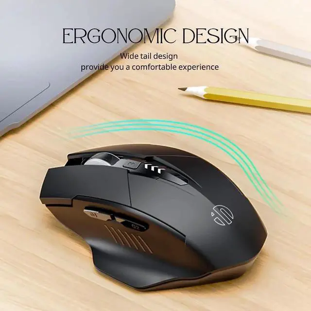 Alt view image 6 of 7 - Wireless Mouse, Rechargeable Mouse Wireless 2.4G USB (Battery Level Visible) Ergonomic Computer Mouse, Silent Wireless Mice for Laptop PC Computer, 3 Levels DPI (800/1200/1600 dpi) (Gray)
