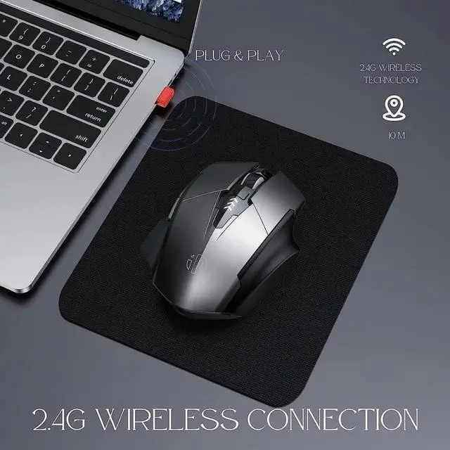 Alt view image 4 of 7 - Wireless Mouse, Rechargeable Mouse Wireless 2.4G USB (Battery Level Visible) Ergonomic Computer Mouse, Silent Wireless Mice for Laptop PC Computer, 3 Levels DPI (800/1200/1600 dpi) (Gray)