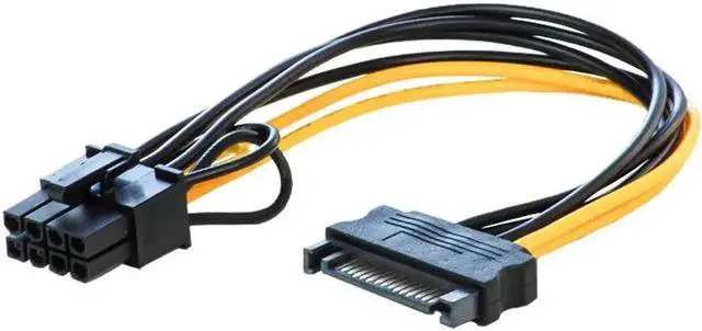 Alt view image 2 of 3 - Single SATA 15pin to 8pin(6+2) Powr Adapter Cable 20cm PCI-E SATA Power Supply 15-pin to 8 pin cable for BTC Miner Mining