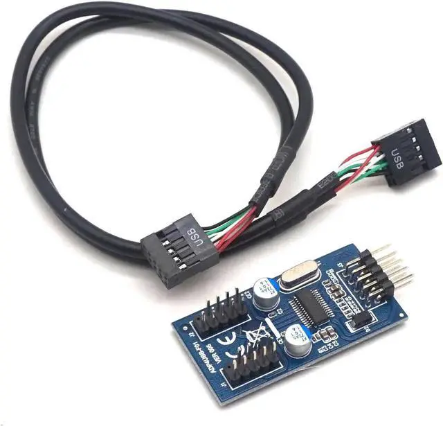 Alt view image 4 of 7 - 9pin USB header Male 1 to 2 / 4 Female Extension Cable Card Desktop 9-Pin USB HUB USB 2.0 9 pin Connector Adapter Port Multiplier