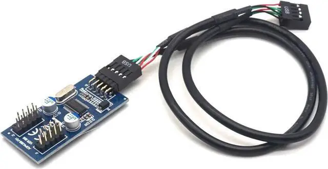 Main image of 9pin USB header Male 1 to 2 / 4 Female Extension Cable Card Desktop 9-Pin USB HUB USB 2.0 9 pin Connector Adapter Port Multiplier